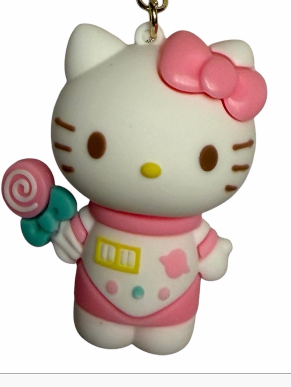 Hello Kitty Pink & White Bow Keychain/ wristlet Figure with Lollipop
